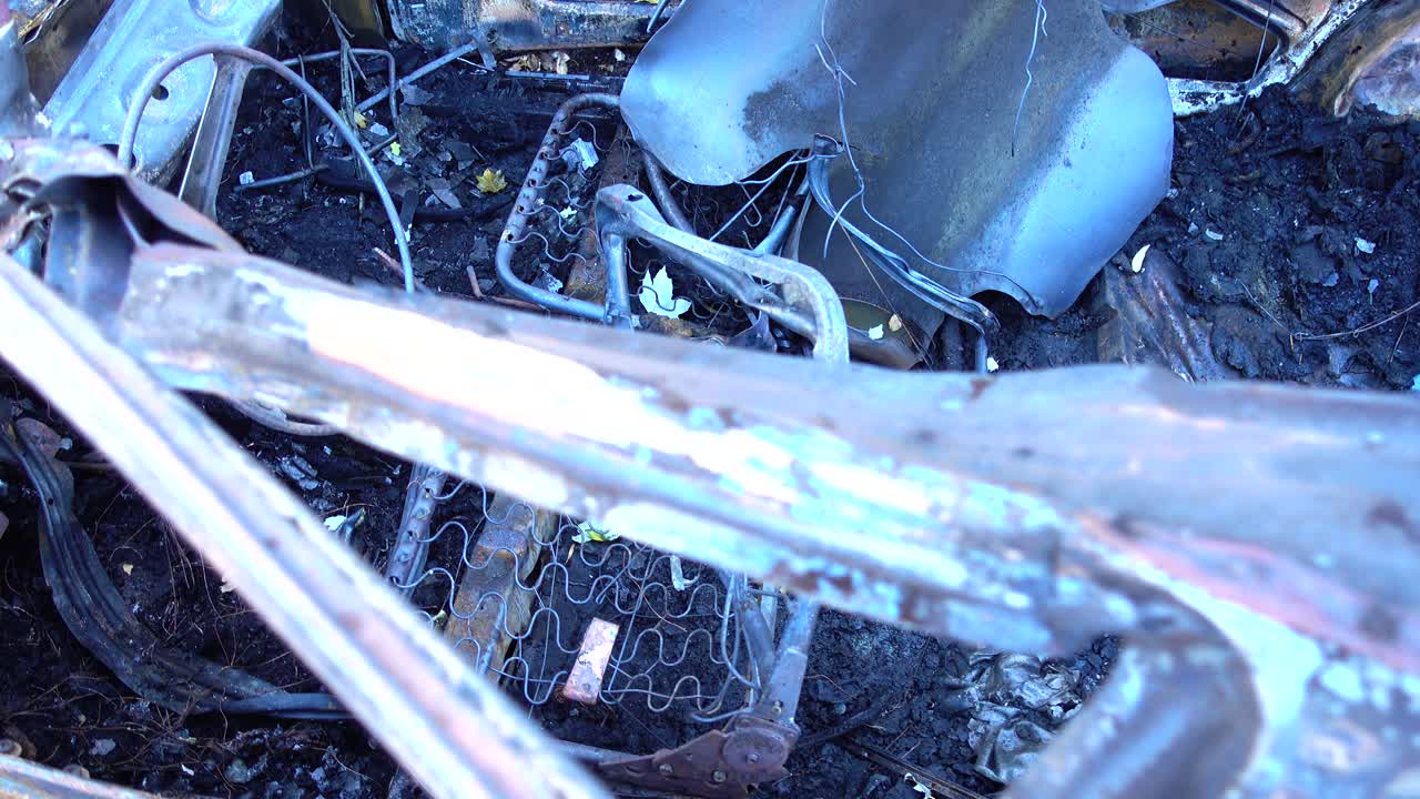 The blown-up car as a result of terrorist attack. Car after terrorist attack