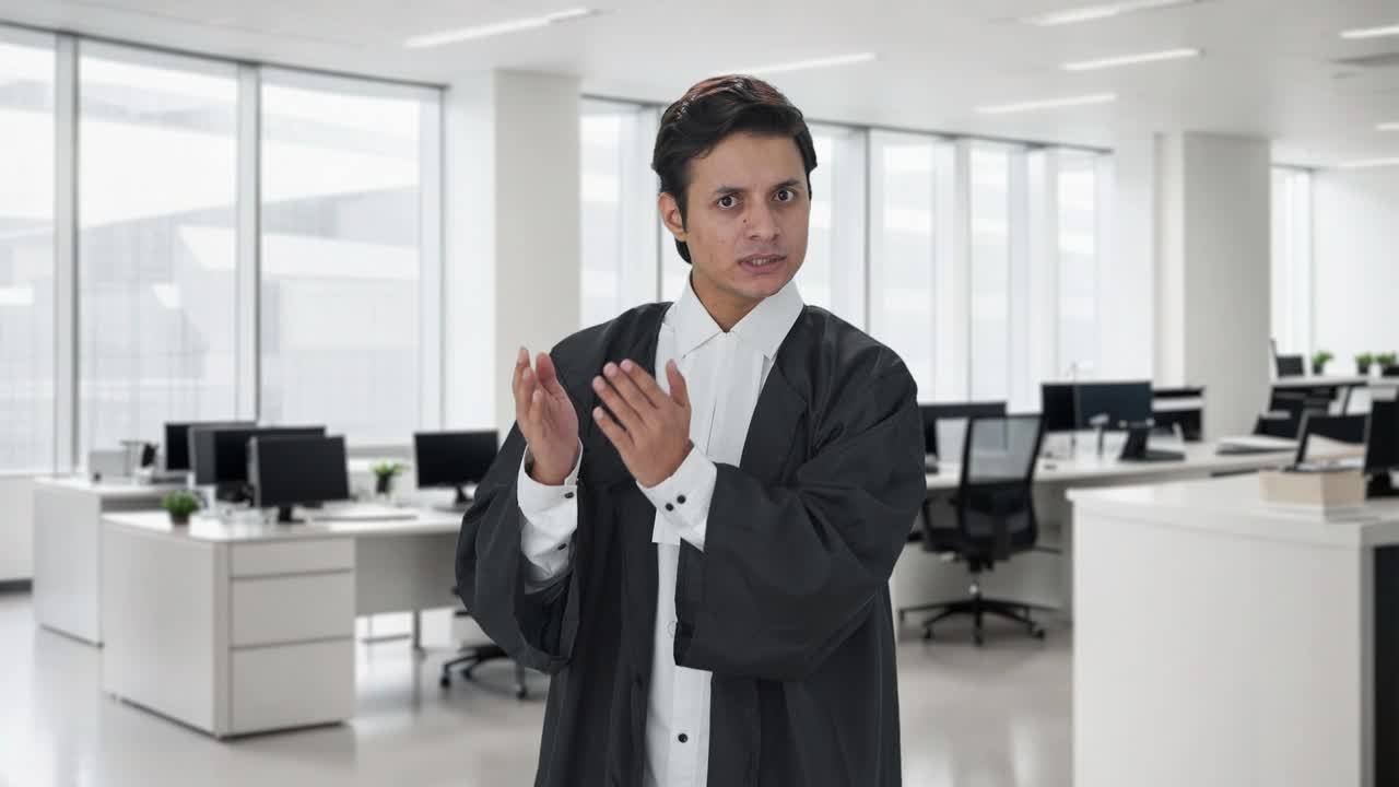 인도 변호사가 누군가와 이야기하고 있습니다.