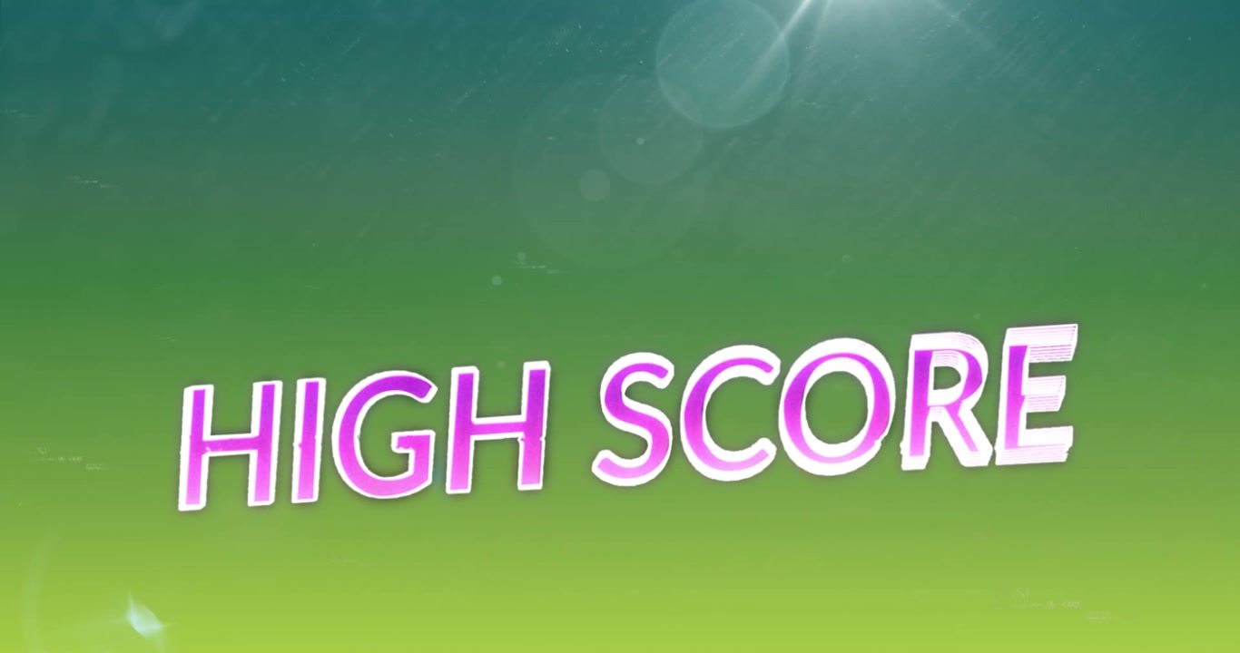 High score text banner over mathematical equations floating on green and blue gradient background