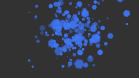 Fliegen-Kleine-Blaue-Partikel-Und-Sechsecke-Bokeh-Auf-Schwarzem-Hintergrund