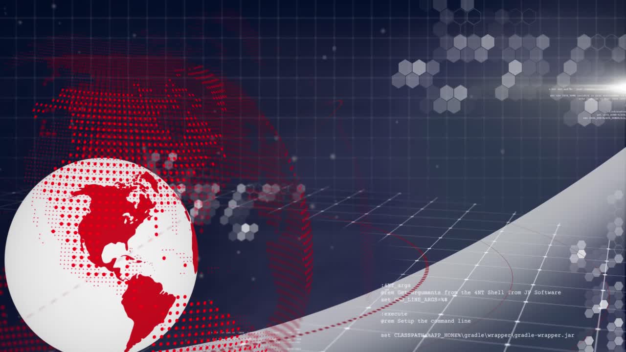 animación del globo y la red de conexiones con el mapa mundial digital sobre la red