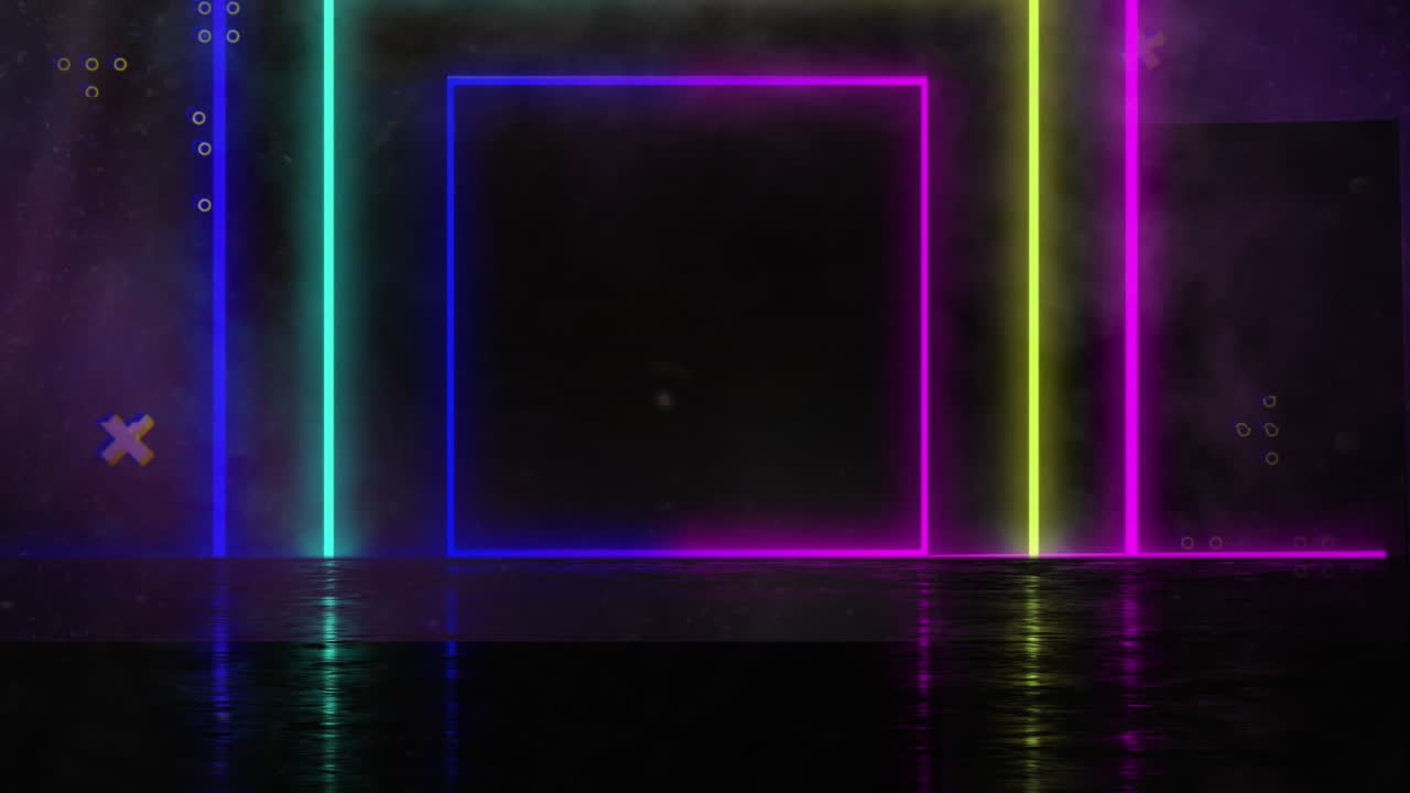 Animation of neon shapes over black background