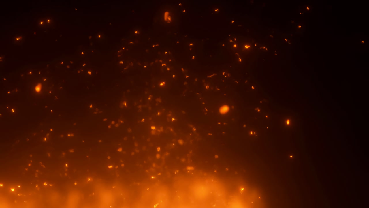 Glowing Orange Ember Particles Rising Against Dark Backdrop, Drifting Cinders And Warm Glow Create Atmospheric