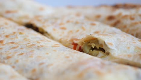 close-up of stuffed wraps