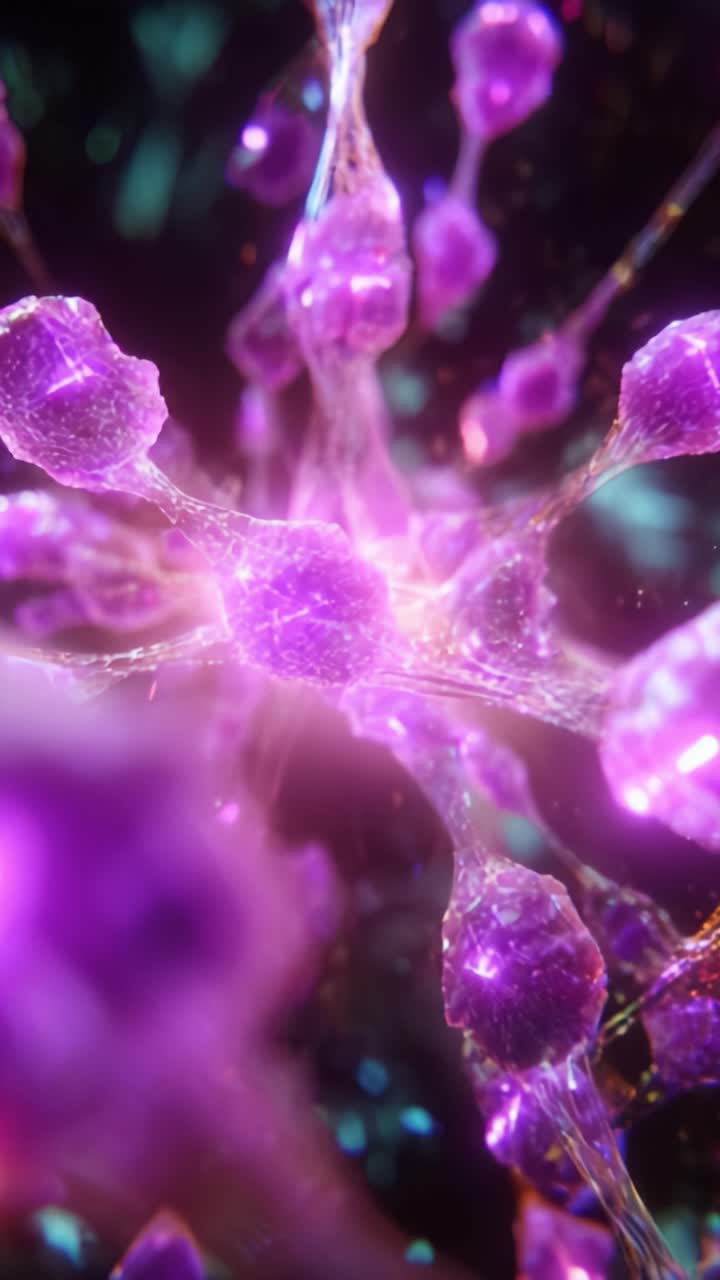 Magnificent Cellular Structures: A Close-Up View of Vibrant Purple Neurons Showcasing Their Complex Connections in a Stunning Microscopic Perspective