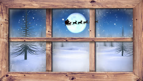 Winterlandschaft-Durch-Fenster-Gesehen