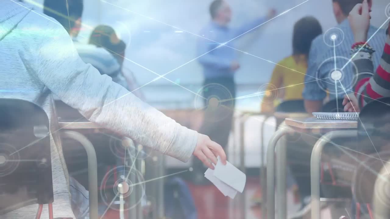 다양한 학교 학생들과 교실의 교사들 사이의 연결 네트워크의 활성화