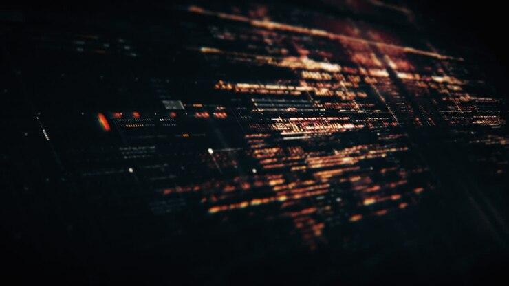 Advanced data matrix simulation UI with cutting-edge digital environment with a dynamic and immersive display of interconnected data matrix information networks systems background