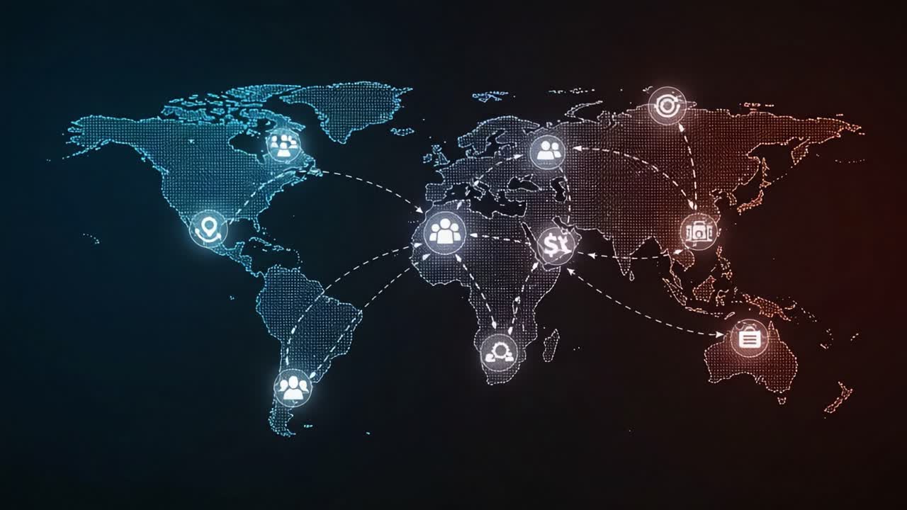 A Dynamic Representation of Global Networks: Visualizing Connectivity and Interactions Across Continents Through Data-Driven Icons and Mapping
