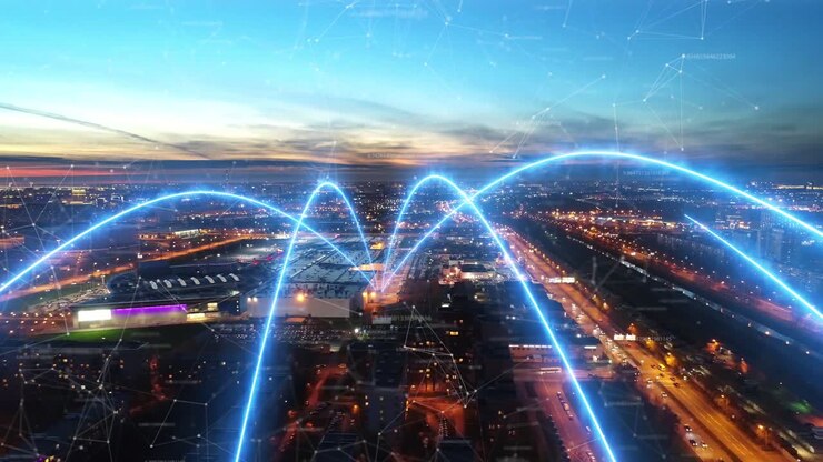 rede da cidade à noite