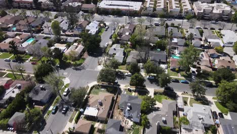 houses, city aerial view over, van nuys residential neighborhood