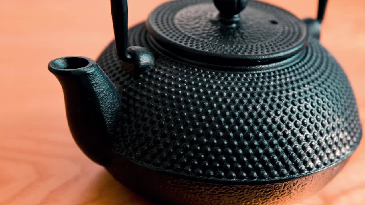 Textured, cast iron, Asian style tea pot