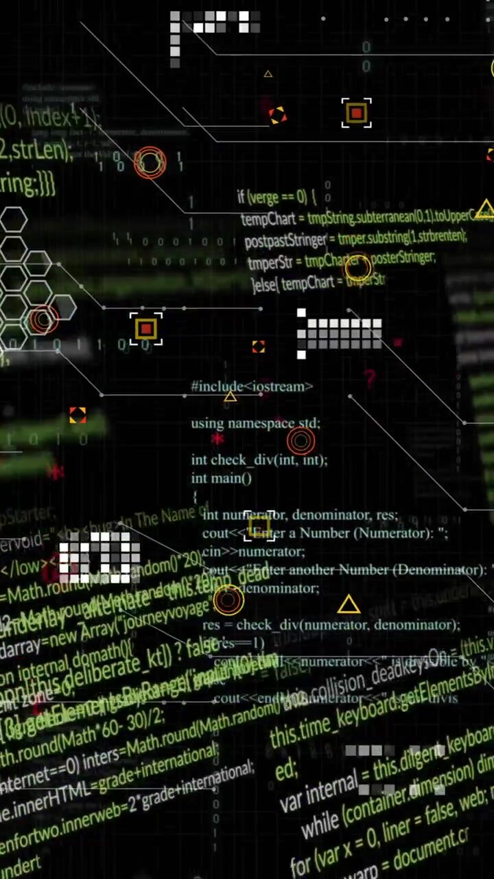 Animazione di forme in movimento su un'elaborazione dati.