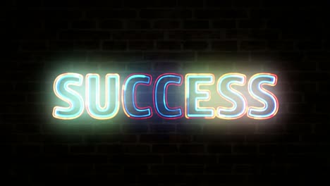 success neon on brick wall