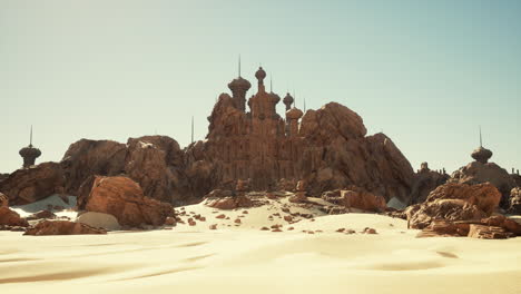 a majestic stone castle in the desert