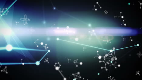 Animation of molecules floating with networks of connections