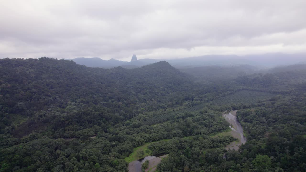 Pico Cão Grande, São Tomé — a dramatic volcanic plug rising from lush rainforest in Obô Natural Park, an iconic African landmark