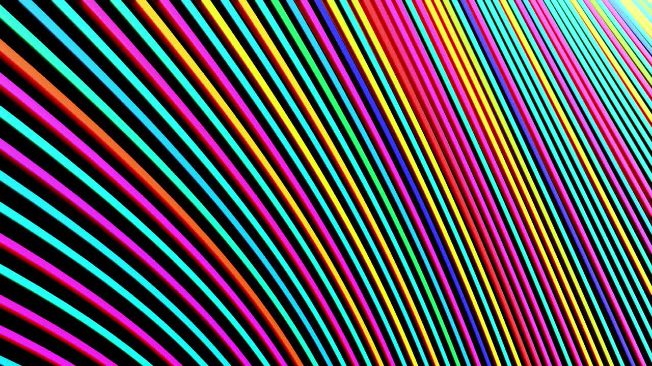 abstract geometric looped bg con anillos forman complejas espirales retorcidas y efectos de luz. los anillos parpadean luces de neón multicolor. bombillas de anillo de neón para espectáculos o eventos, festivales o conciertos, clubes nocturnos vj.