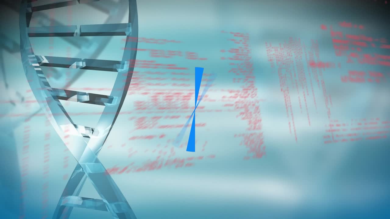 Animation of data processing and dna strand spinning