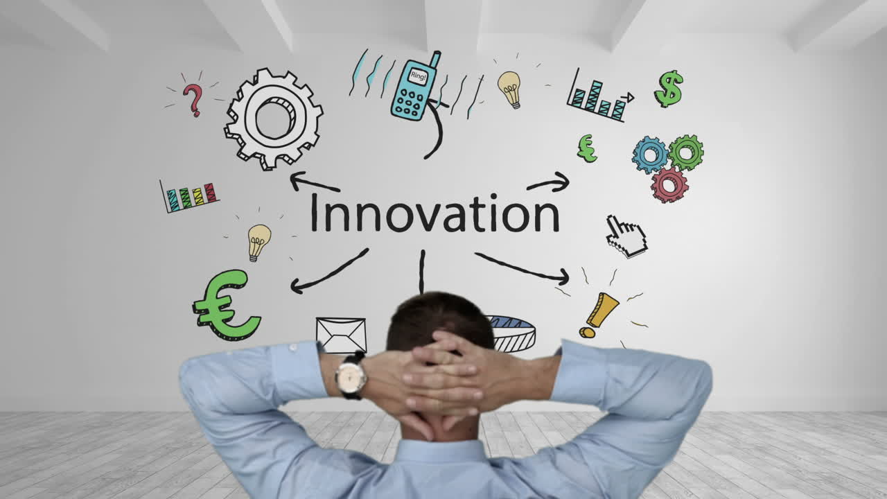 비즈니스 브레인스토밍을 지켜보는 사업가