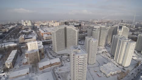 paisaje urbano nevado vista aérea