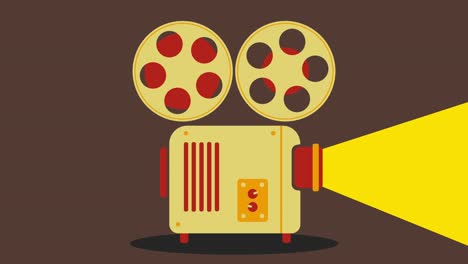icono de cine retro con animación ondulante suave