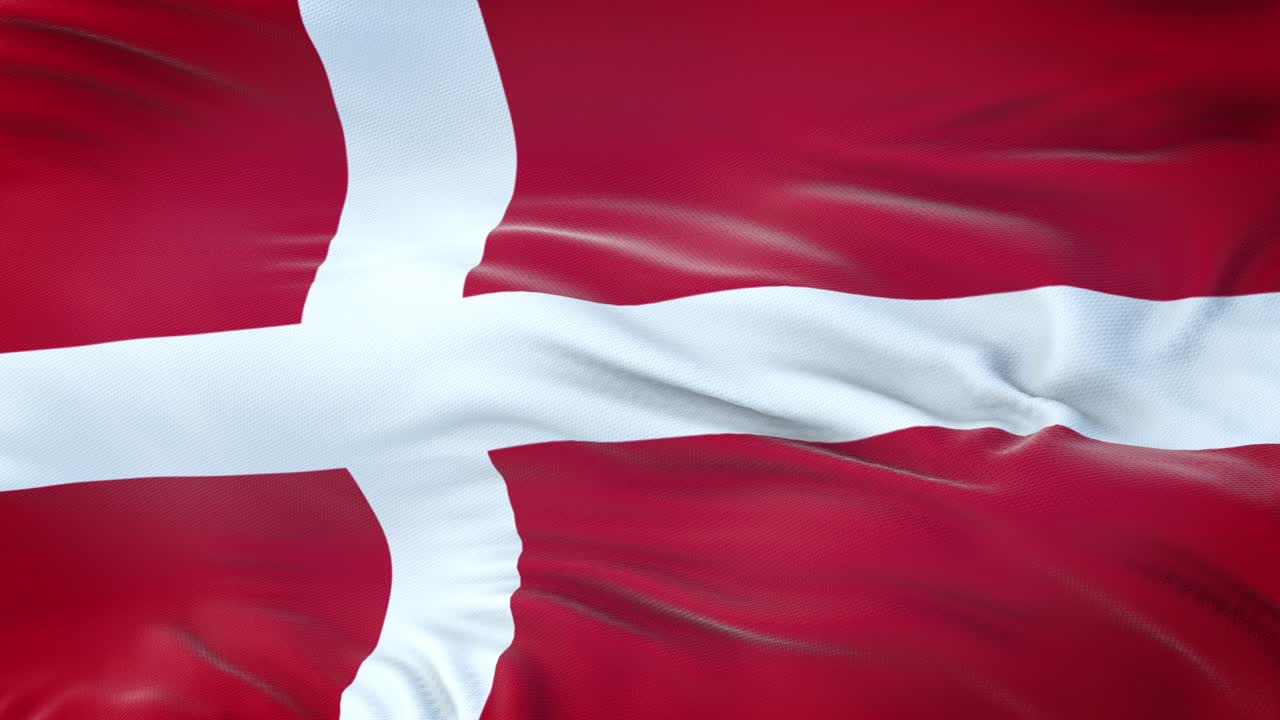 Dannebrog vajende i vinden med meget detaljeret stoftekstur. Sømløs loop