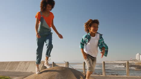 mother and son having fun