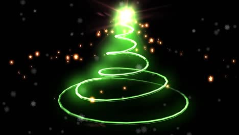 Star-drawing-shape-of-christmas-tree-on-black-background