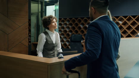 hotel reception desk interaction
