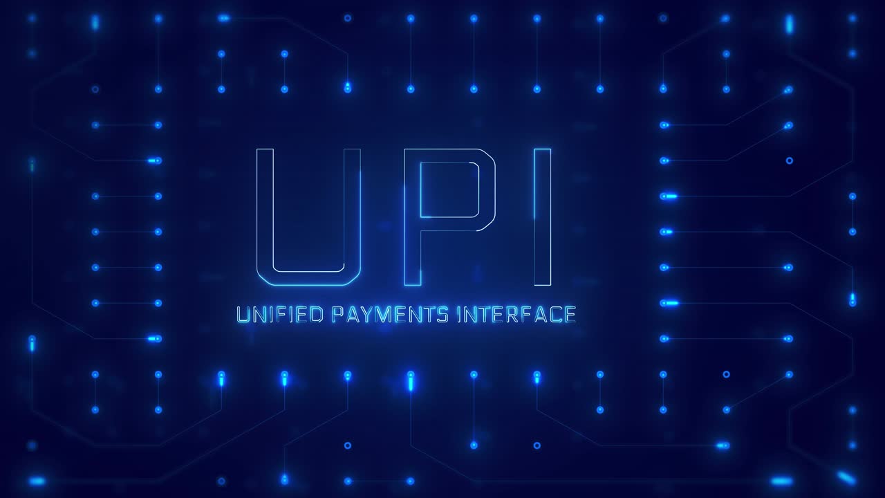 UPI Unified Payments Interface Text on Digital Circuit Board Background