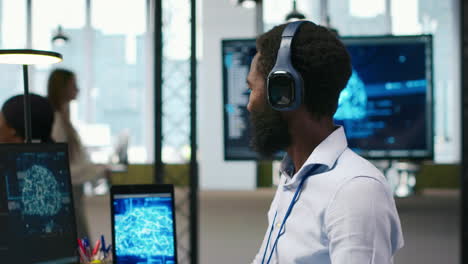 computer scientist in office integrating ai machine learning systems