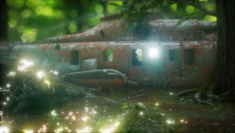 viejo helicóptero militar oxidado