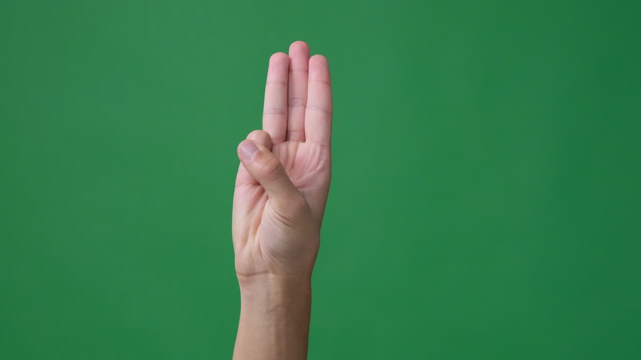 세 손가락을 올려서 녹색 화면을 표시합니다.
