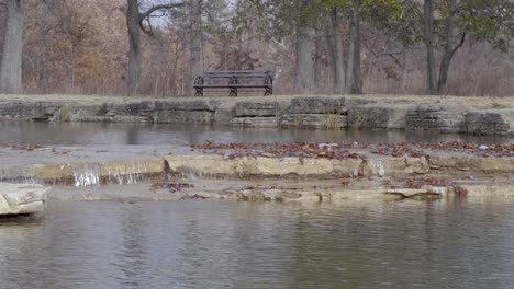 flowing pond water in a park