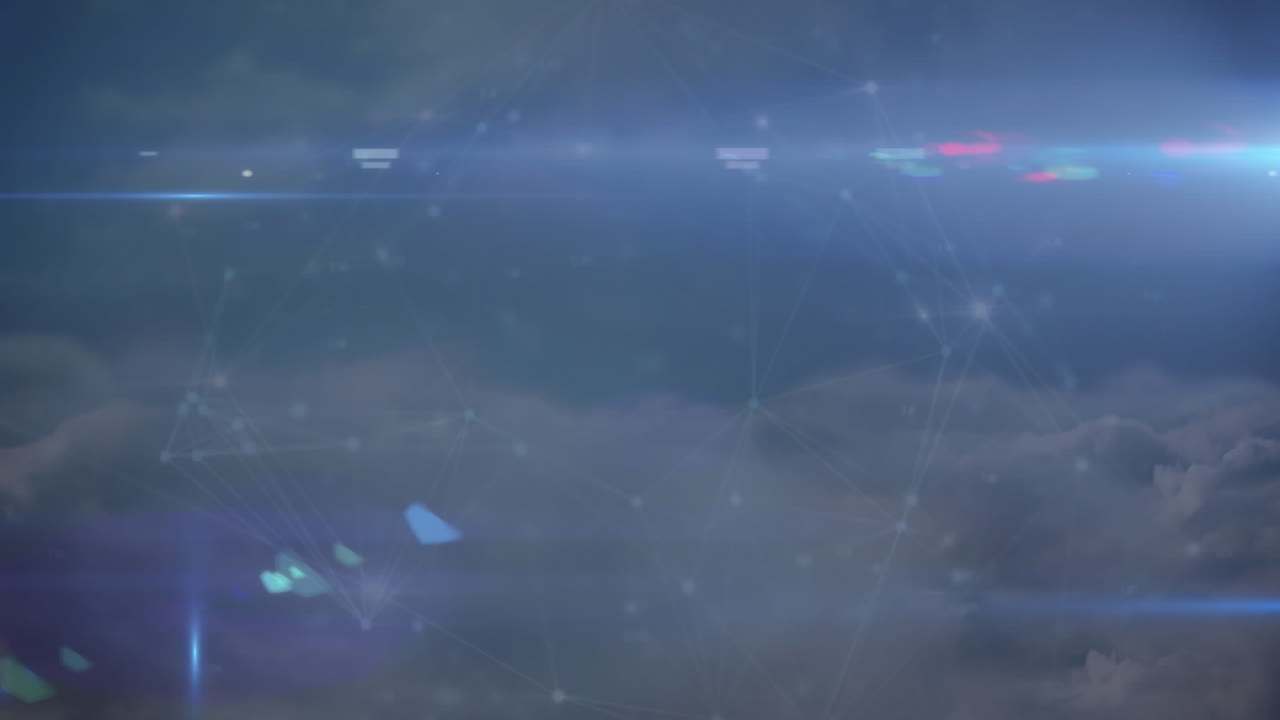 Animation of fight text over data processing on dark background