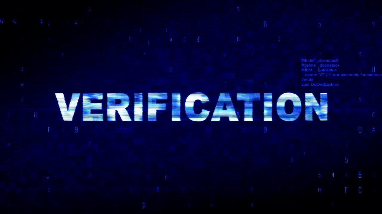 texto de verificación ruido digital contracción glitch distorsión efecto error animación.