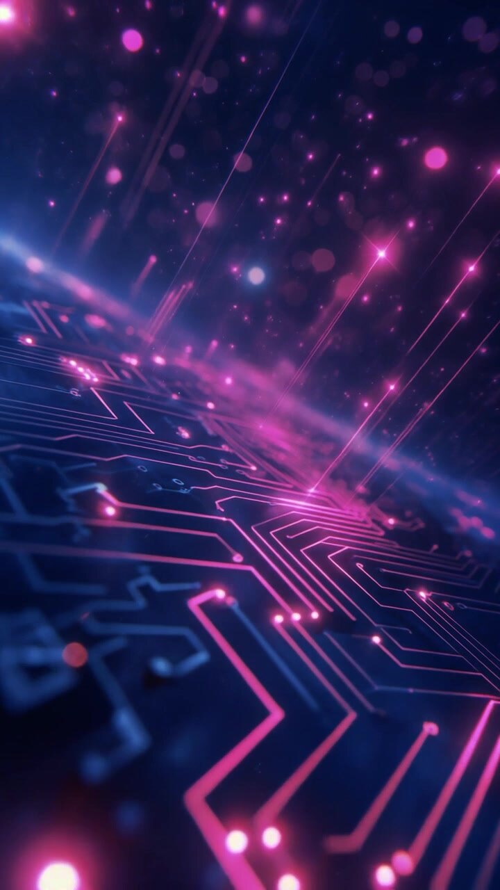 Placa de circuito digital abstracta con flujos de datos luminosos