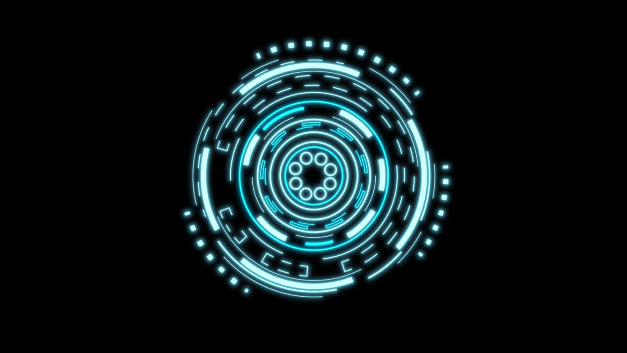 블랙 백그라운드에 고립된 공상과학 미래 디스플레이, 파란색 홀로그램 버튼, 현대 사이버 공간 혁신, 4k