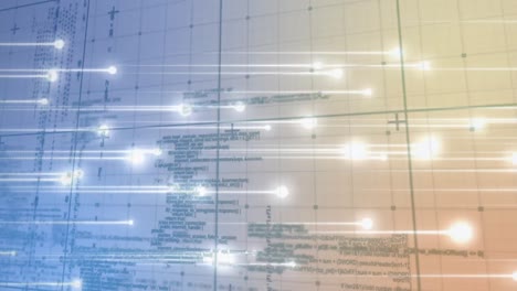 Animación-Del-Procesamiento-De-Datos-Sobre-Fondo-Azul-Y-Amarillo-Con-Luces