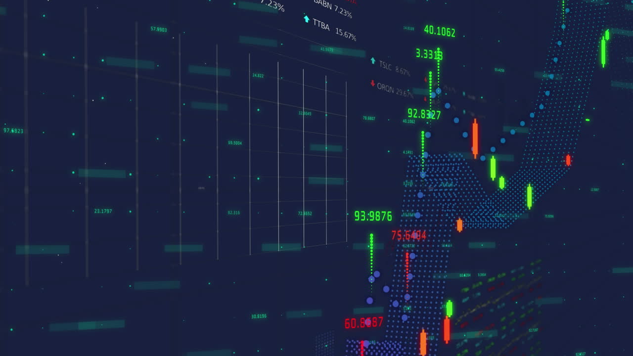 animación del procesamiento de datos financieros y las estadísticas