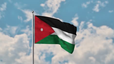 jordan flag waving in the blue sky realistic 4k video