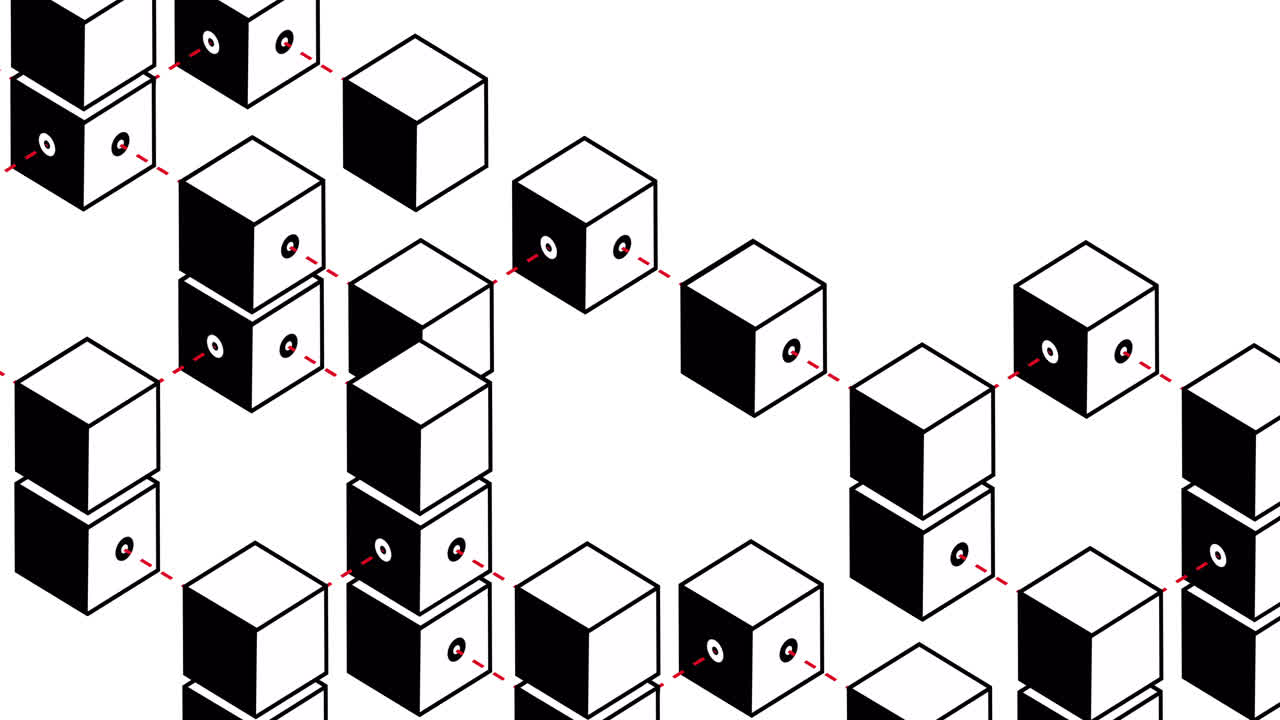 백색 배경에 nft와 상자의 애니메이션