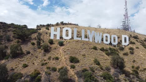 cartel de hollywood en los angeles california por drone 4k-5