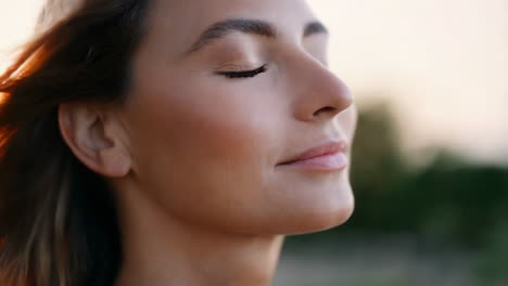 peaceful woman in profile