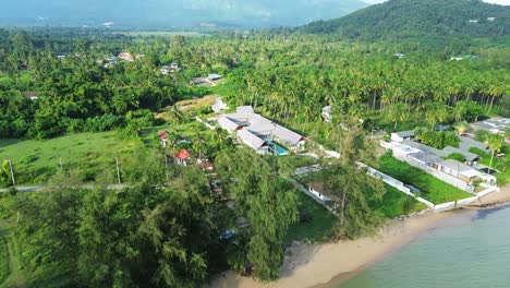 koh samui island gulf of thailand holiday destination, aerial drone beach hotel resort