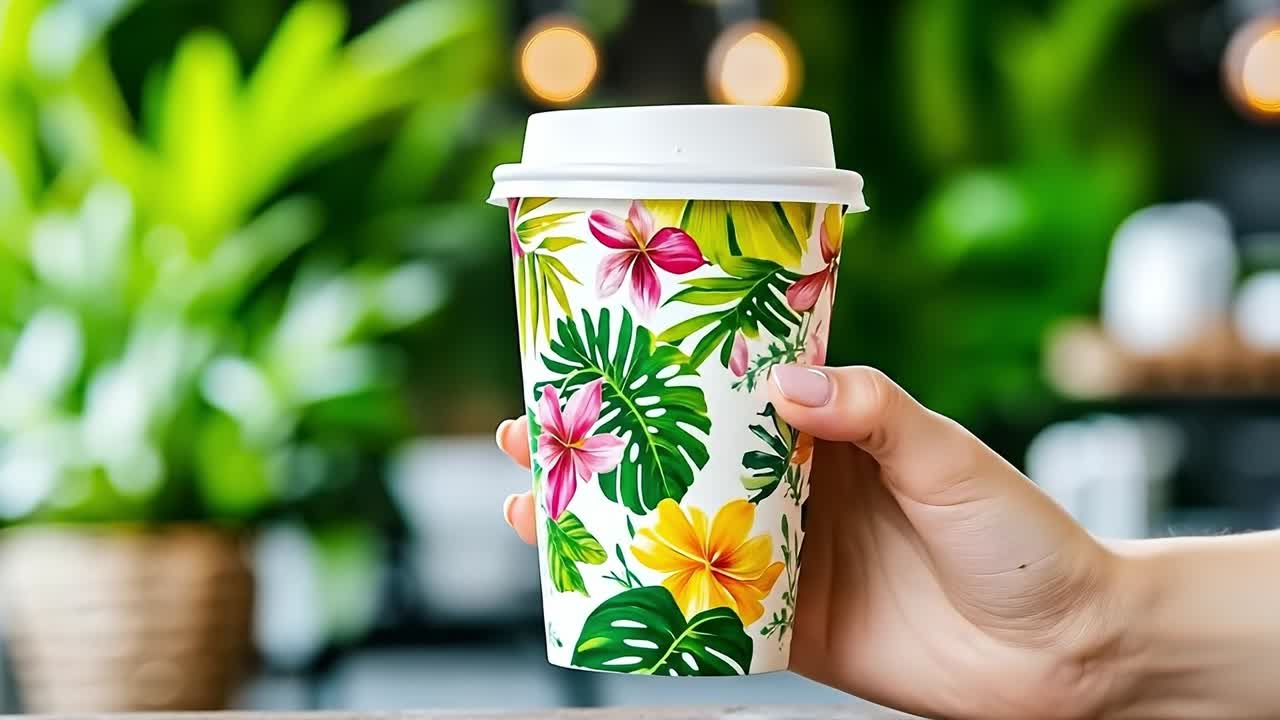 A person holding a paper cup of coffee in their hand