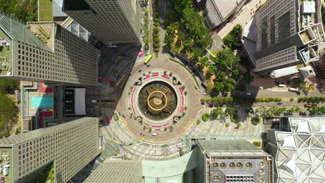 singapore landmark financial business district with skyscraper. fountain of wealth at suntec city in singapore. motion circle of traffic in center