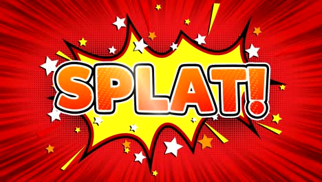 splat! text pop art style comic expression.