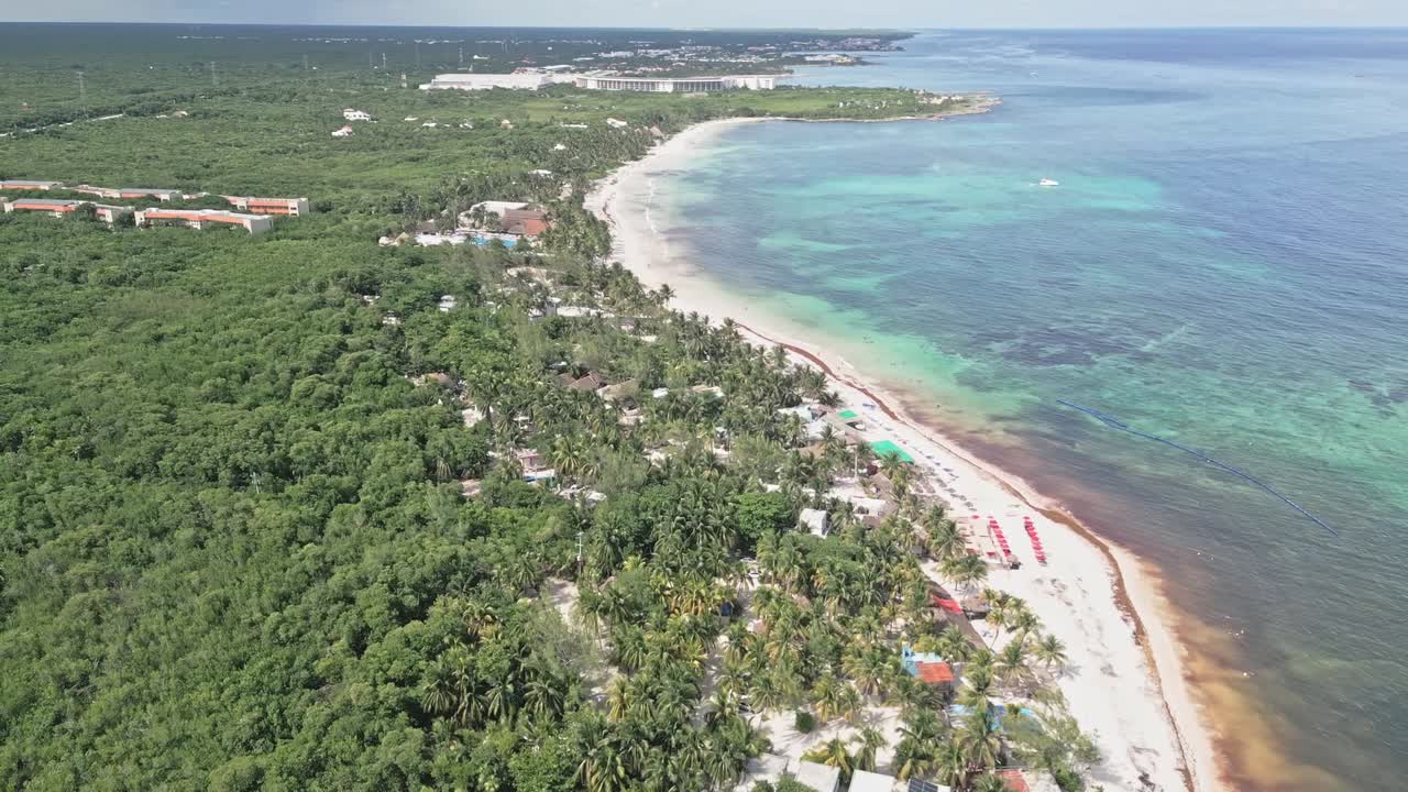 Serene aerial view of Xpu-ha beach, Riviera Maya, Mexico